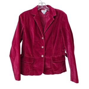Talbots Petites Red Velvet Blazer Jacket Stretch Cotton Size 6P Preppy y2k